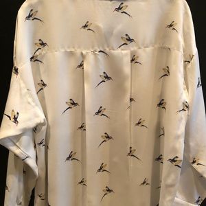 Zara print button down top